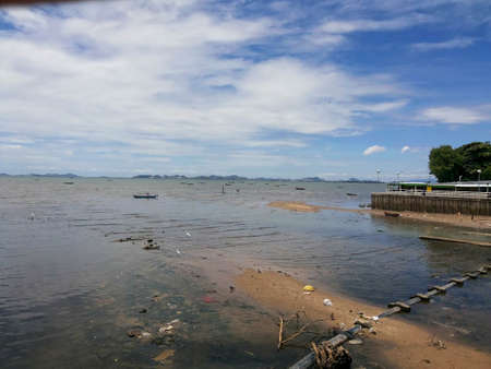 Pollution of estuary that flow into the seaの写真素材