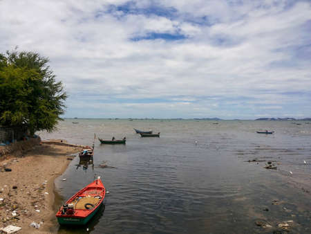 Pollution of estuary that flow into the seaの写真素材