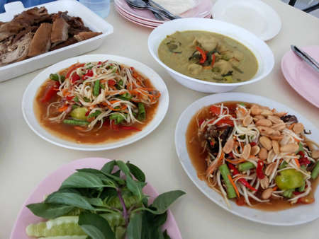 Papaya Salad and Green Curryの写真素材