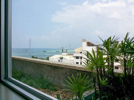 Sea view from the condo windowの写真素材