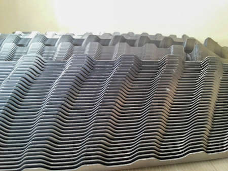 The metal parts line up in a pattern.の写真素材
