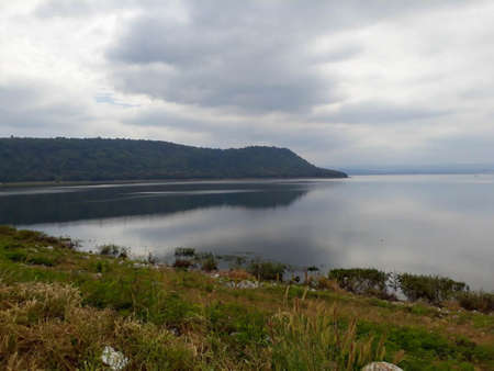 Tropical lake on a cloudy dayの写真素材