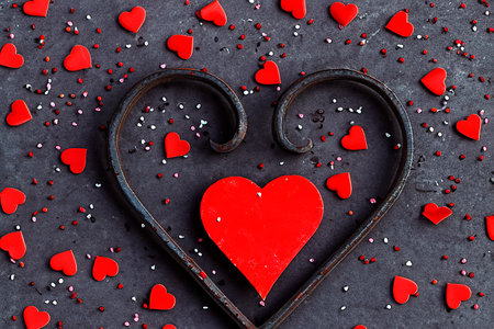 Heart emblem in gothic style. The image was made using AI.の素材
