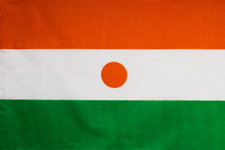 National flag of the state of Nigeria close-up. State background. Flags.の写真素材