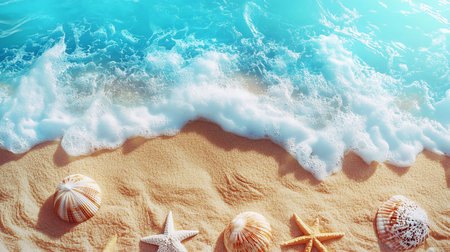 Beautiful oysters and shells in a beautiful summer beach setting. summer time 3D rendering, 3D illustration.の写真素材