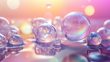 3d rendering, abstract purple background, air bubbles, wallpaper with glass balls. Illustration.