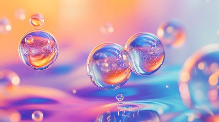 3d rendering, abstract purple background, air bubbles, wallpaper with glass balls. Illustration. Backgrounds.の写真素材