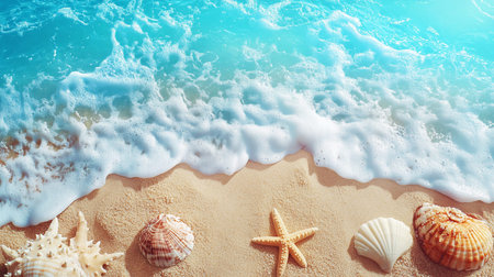Beautiful oysters and shells in a beautiful summer beach setting. summer time 3D rendering, 3D...