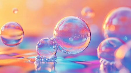 3d rendering, abstract purple background, air bubbles, wallpaper with glass balls. Illustration....