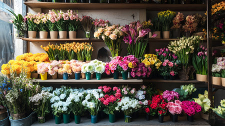 Beautiful colorful bouquets of flowers for sale. Flowers.