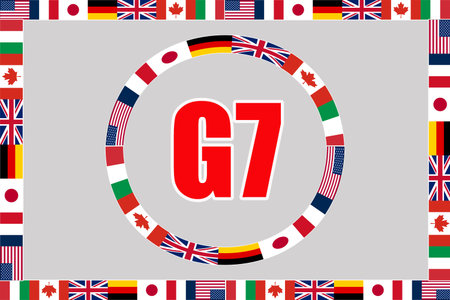illustration of G7 countries flags design. Flags.の写真素材