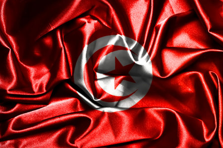 Waving national flag of Tunisia, 3D illustration. Flags.の写真素材