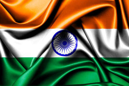 National flag of India close-up. Background. Flags.の写真素材