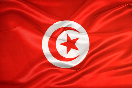 Waving national flag of Tunisia, 3D illustration. Flags.の写真素材