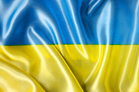Waving national flag of Ukraine, 3D illustration.の写真素材