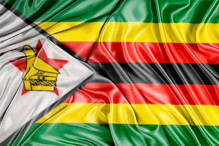Waving national flag of Zimbabwe, 3D illustration. Flags.の写真素材