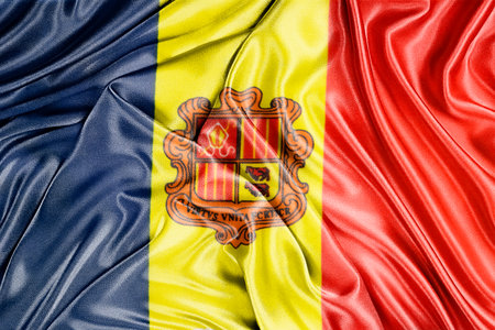 Waving national flag of Andorra, 3D illustration. Flags.の写真素材
