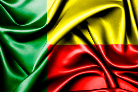Waving national flag of Benin, 3D illustration. Flags.の写真素材