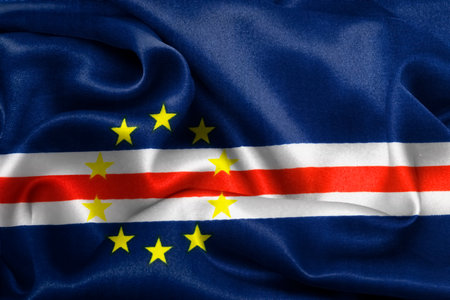 National flag of the state of Capo Verde. Close up. State background. Flags.の写真素材