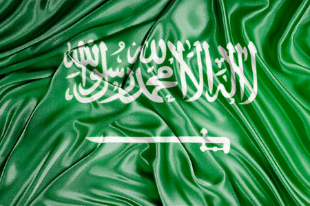 Waving national flag of Saudi Arabia, 3D illustration.の写真素材