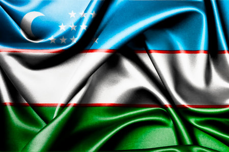 Waving national flag of Uzbekistan, 3D illustration. Flags.の写真素材