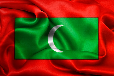 Waving national flag of Maldives, 3D illustration. Flags.の写真素材