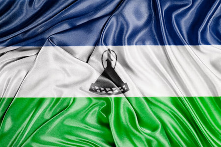 Waving national flag of Lesotho, 3D illustration. Flags.の写真素材