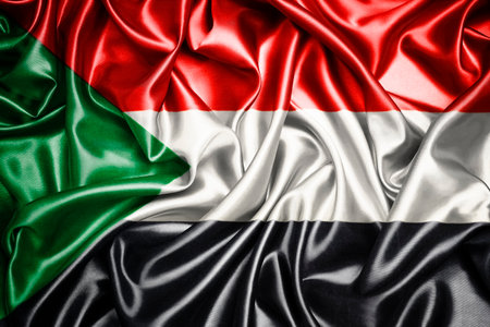 Waving national flag of Sudan, 3D illustration. Flags.の写真素材