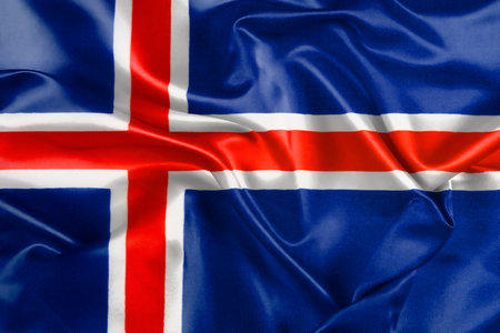 Waving national flag of Iceland, 3D illustration.の写真素材