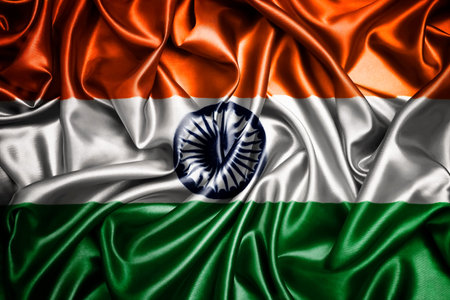 Waving national flag of India, 3D illustration.