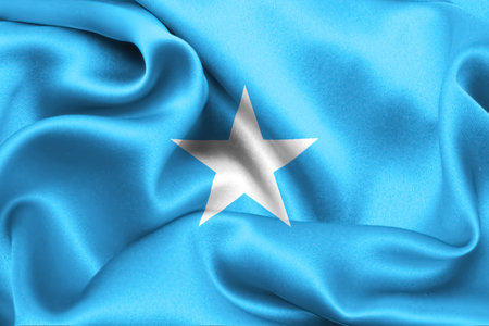 Close-up of the national flag of Somalia fluttering in the wind. 3D illustration. Flags.の写真素材
