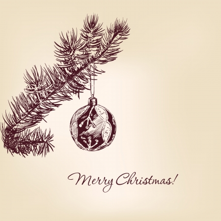 christmas branches and ball hand drawnのイラスト素材