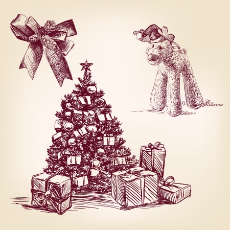 christmas collection hand drawnのイラスト素材