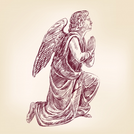 angel hand drawnのイラスト素材