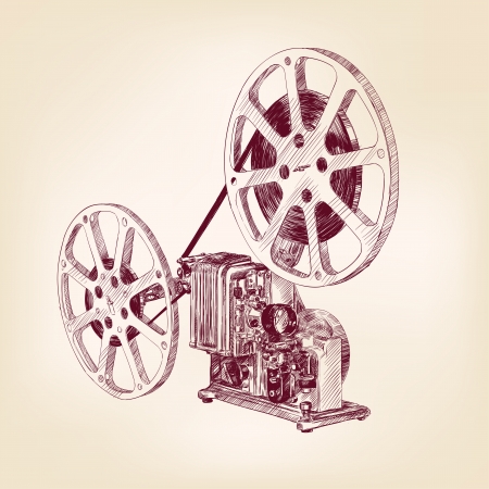 old film projector  hand drawnのイラスト素材