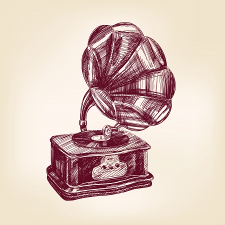 gramophone vintage illustrationのイラスト素材