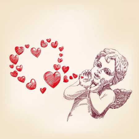 angel or cupid isolated hand drawn vector llustrationのイラスト素材