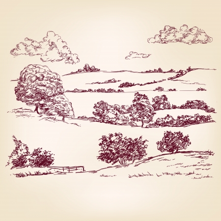 Landscape sketch drawingのイラスト素材