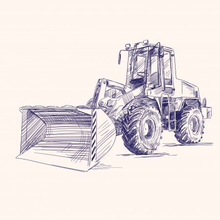 loader bulldozer excavator machineのイラスト素材