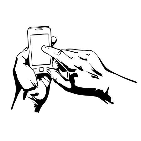 Hands Holding the Smart Phone のイラスト素材