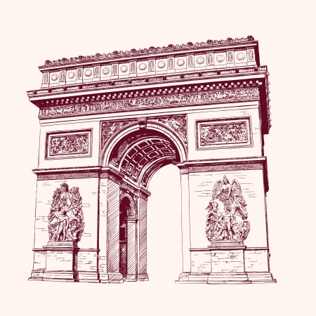 Arch of Triumph, Paris. hand drawn  vector illustrationのイラスト素材