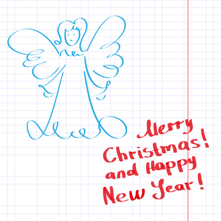 Sketchy Christmas angel vector illustrationのイラスト素材