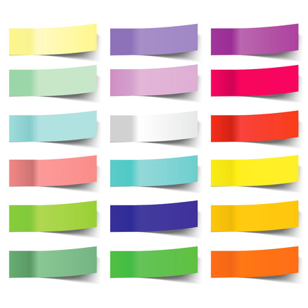 collection of colorful vector sticky notes, transparent shadowsのイラスト素材