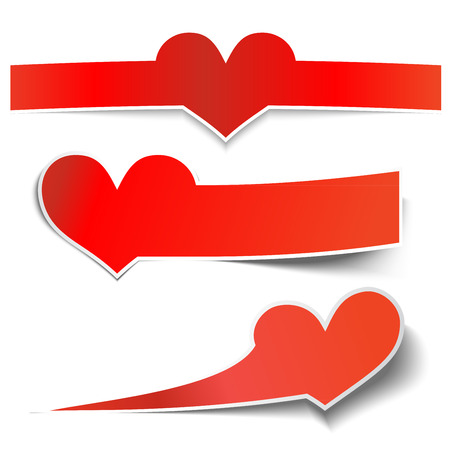 collection vector heart sticky notes, transparent shadowsのイラスト素材