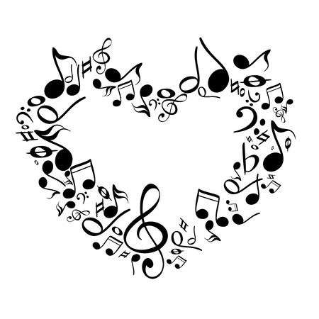 music from heart sketch cartoon vector illustrationのイラスト素材