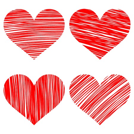 hearts set  hand drawn  vector illustrationのイラスト素材