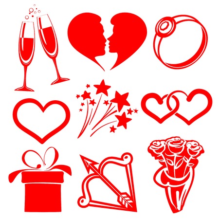 collection icon Valentine day, vector illustrationsのイラスト素材