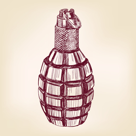 grenade hand drawn のイラスト素材
