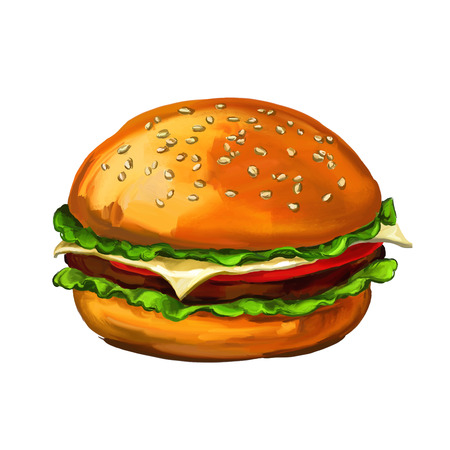 hamburger walnuts vector illustration  hand drawn  painted watercolorのイラスト素材
