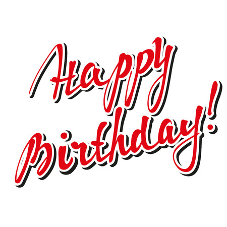 Happy Birthday Brush Script Style Hand lettering- handmade calligraphy, vectorのイラスト素材